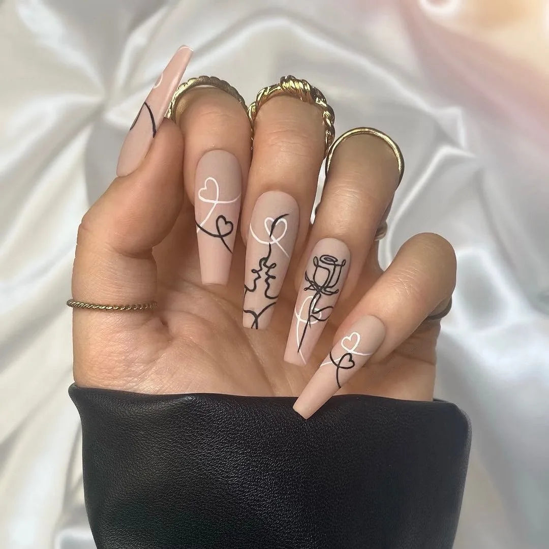 24Pcs Long Coffin False Nails Glitter Fake Nail with Rhinestones Press on Nails Full Cover Nail Tips Detachable Fake Fingernails