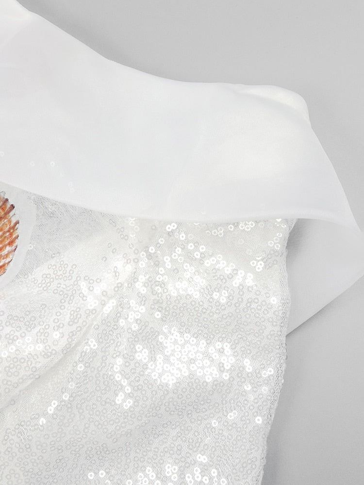 Marine Sequined White Maxi Dress - - DYAVOR®