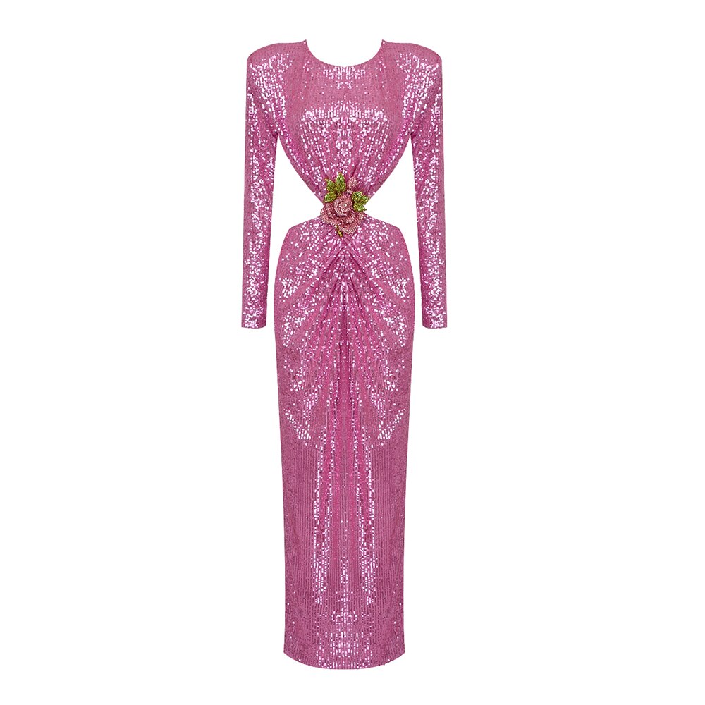Pink Sequin Long Dress - - DYAVOR®