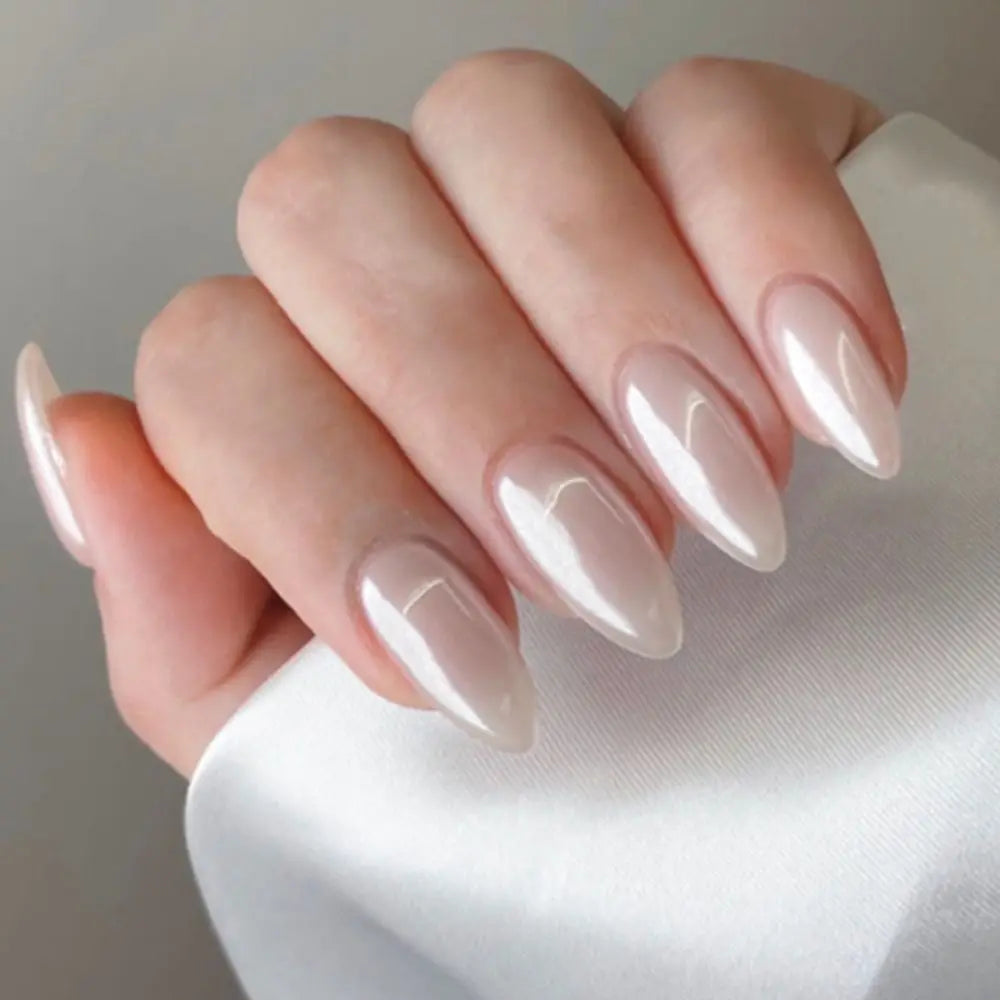 New Simple Star False Nails French Long Almond Fake Nials Detachable Nail Tips Full Cover Press on Nails DIY Manicure Tool - - DYAVOR®