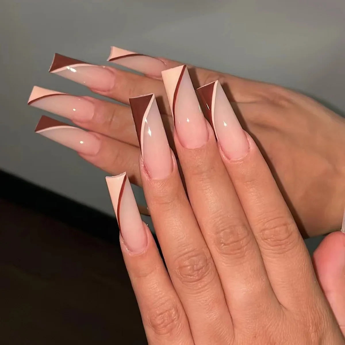 wearable full cover long ballet French coffin white False Nails with glue matte red black pink white artificial nails press on