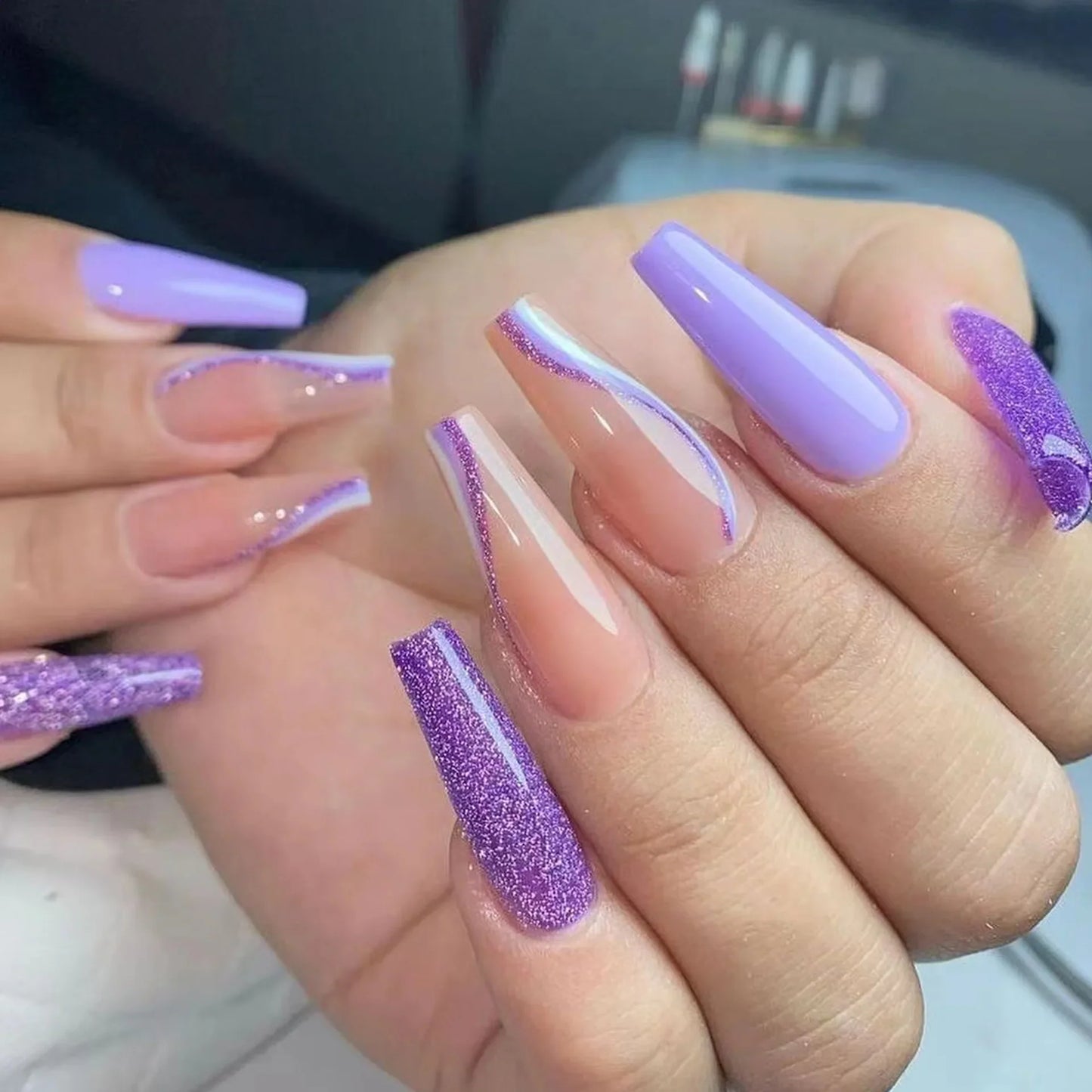 wearable full cover long ballet French coffin white False Nails with glue matte red black pink white artificial nails press on - - DYAVOR®