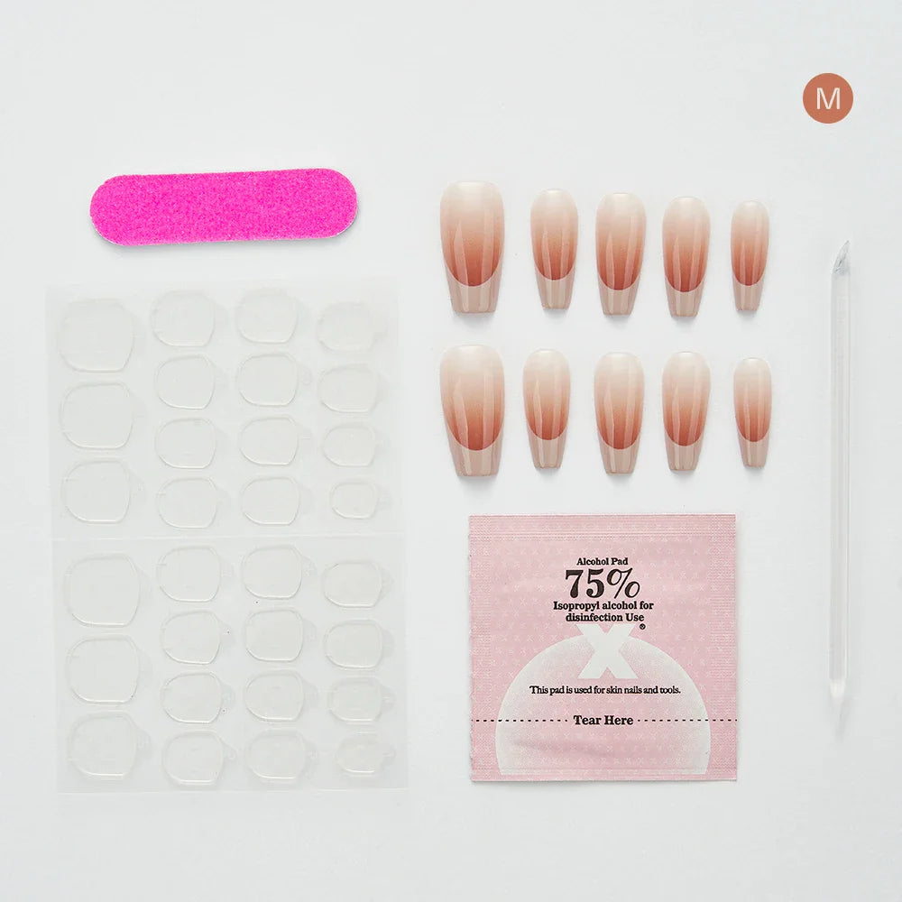 False Nails Set Short Press on False French Cat's Eye Style Nails Art Diamond Finished Fake Nails with Glue Stick-on -  - DYAVOR®