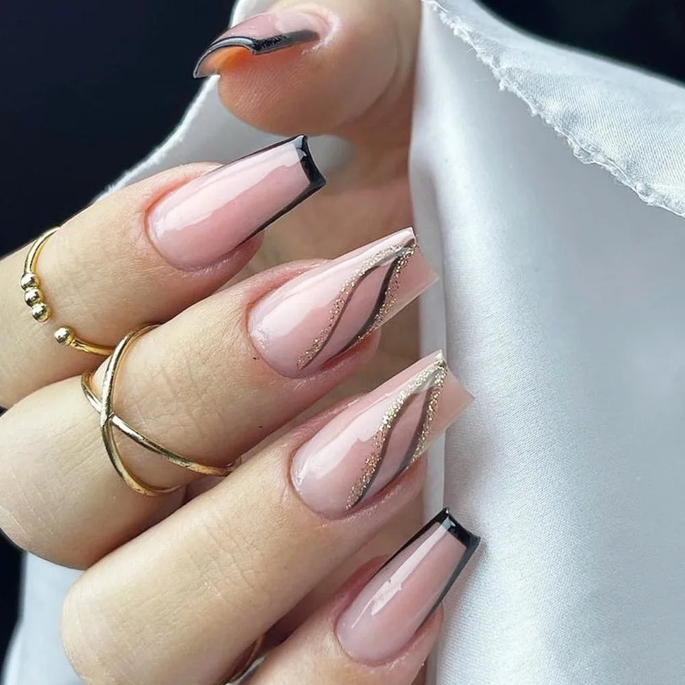wearable full cover long ballet French coffin white False Nails with glue matte red black pink white artificial nails press on