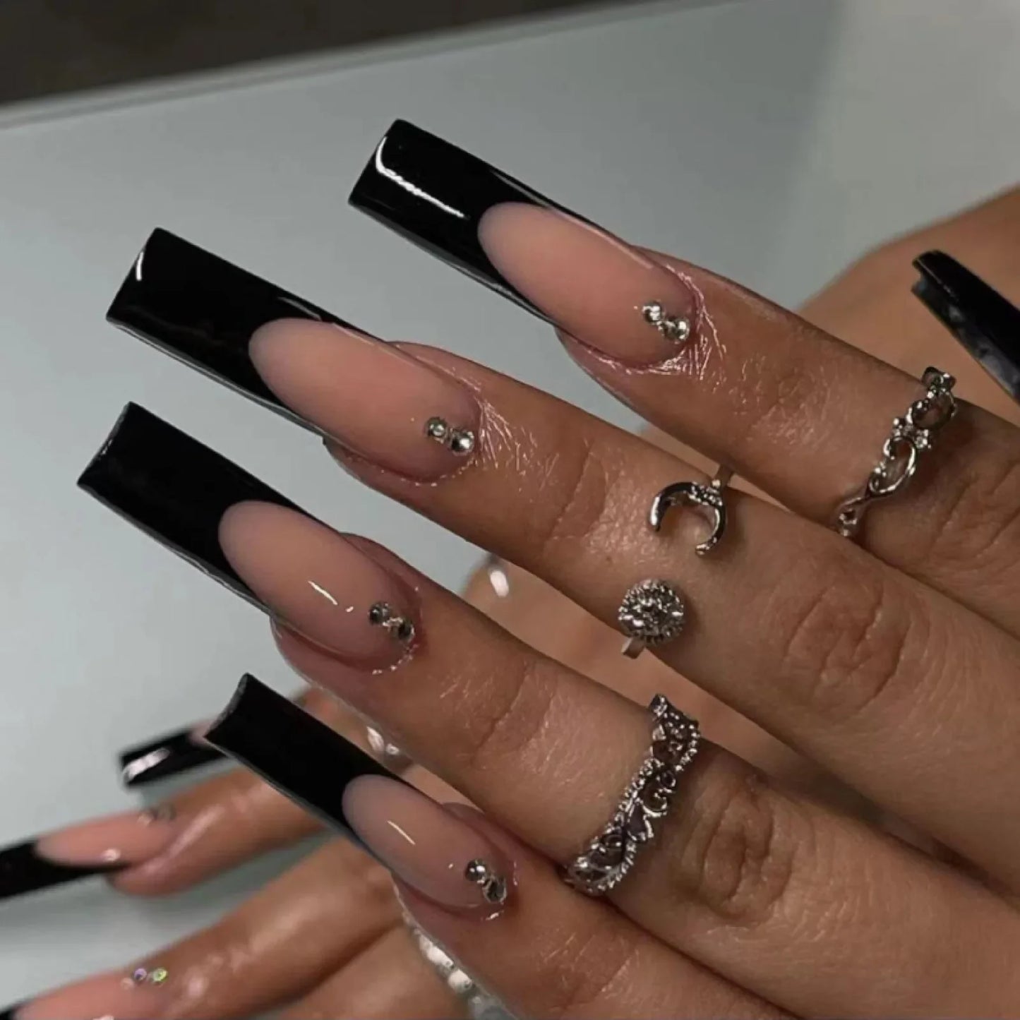 wearable full cover long ballet French coffin white False Nails with glue matte red black pink white artificial nails press on