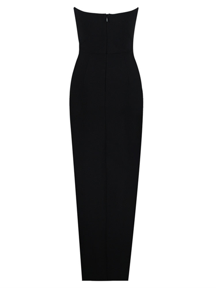 Black Strapless Bodycon Maxi Dress - - DYAVOR®