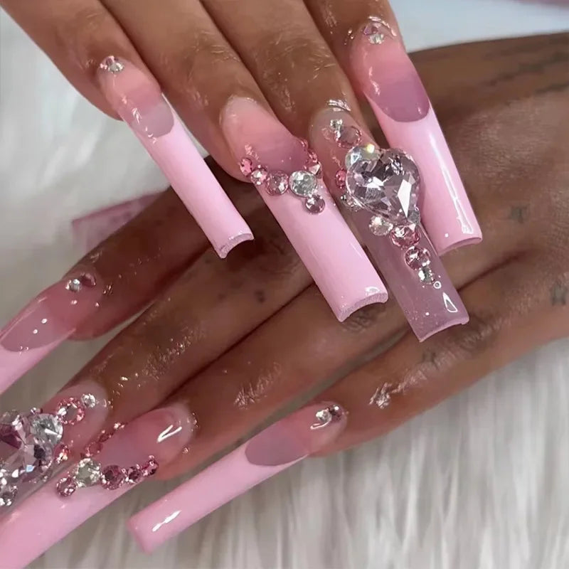 wearable full cover long ballet French coffin white False Nails with glue matte red black pink white artificial nails press on - - DYAVOR®