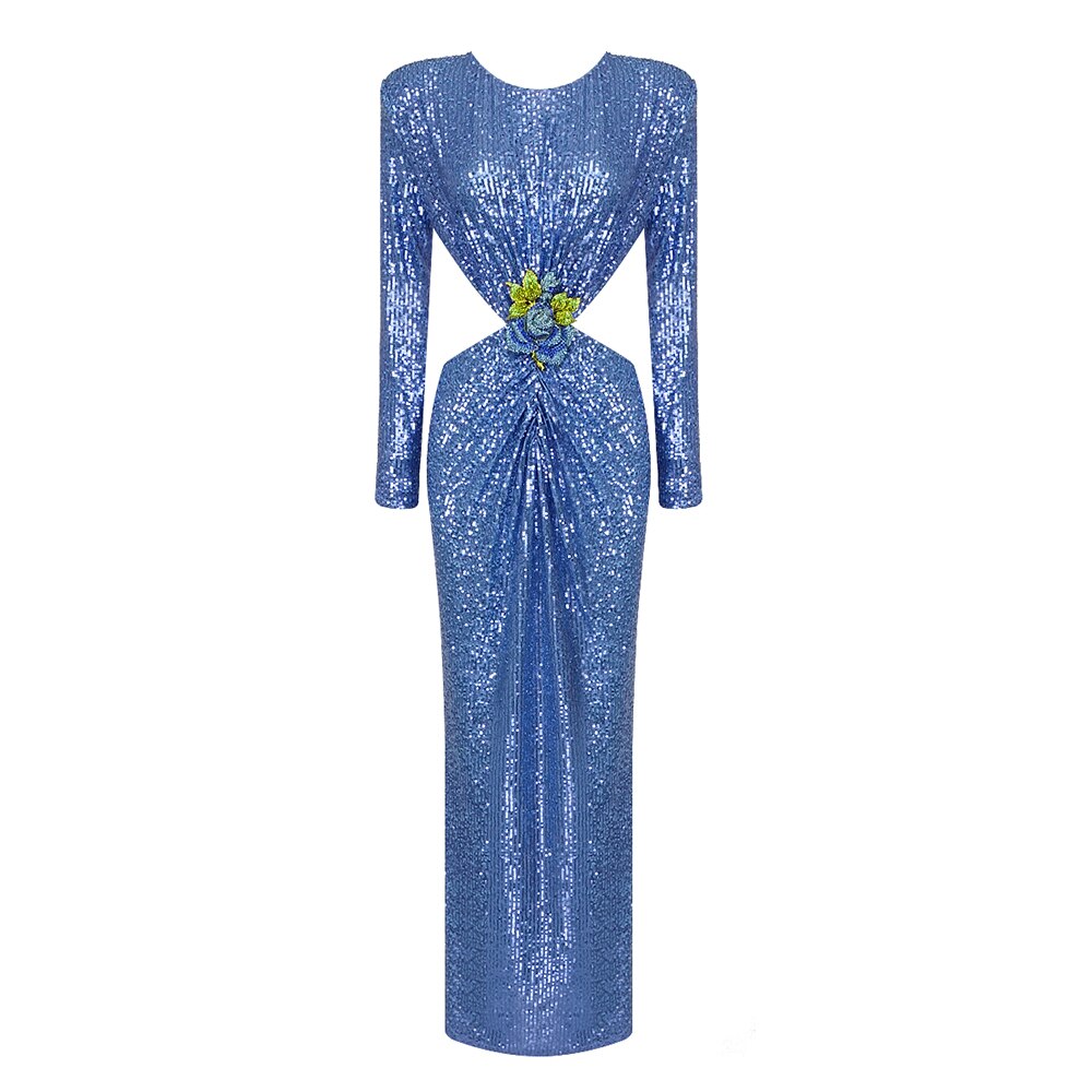 Blue Sequin Long Dress - - DYAVOR®