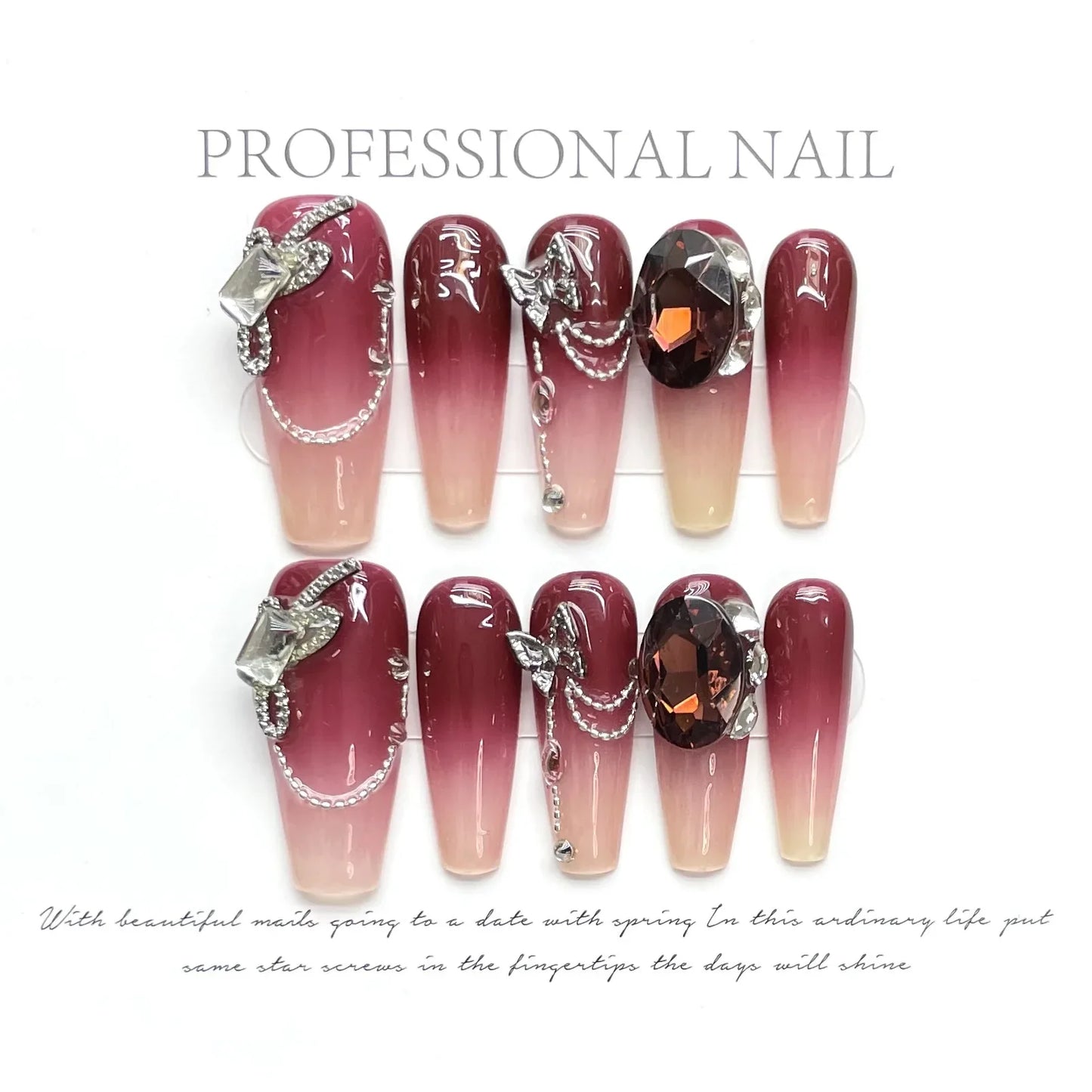 10Pcs Set Frozen Butterfly Handmade Press On Nails False Nails Decoration with Rhinestones Manicure Fake Nails Tips Art Wearable - - DYAVOR®