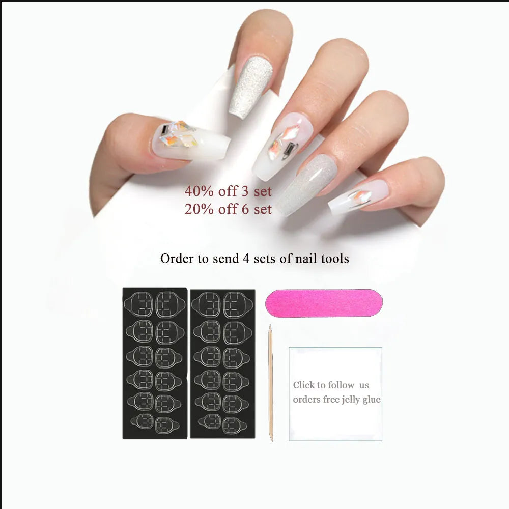 False nails, black handmade rhinestone nail, butterfly design, beautiful women's artificial wearing nails, reusable - - DYAVOR®