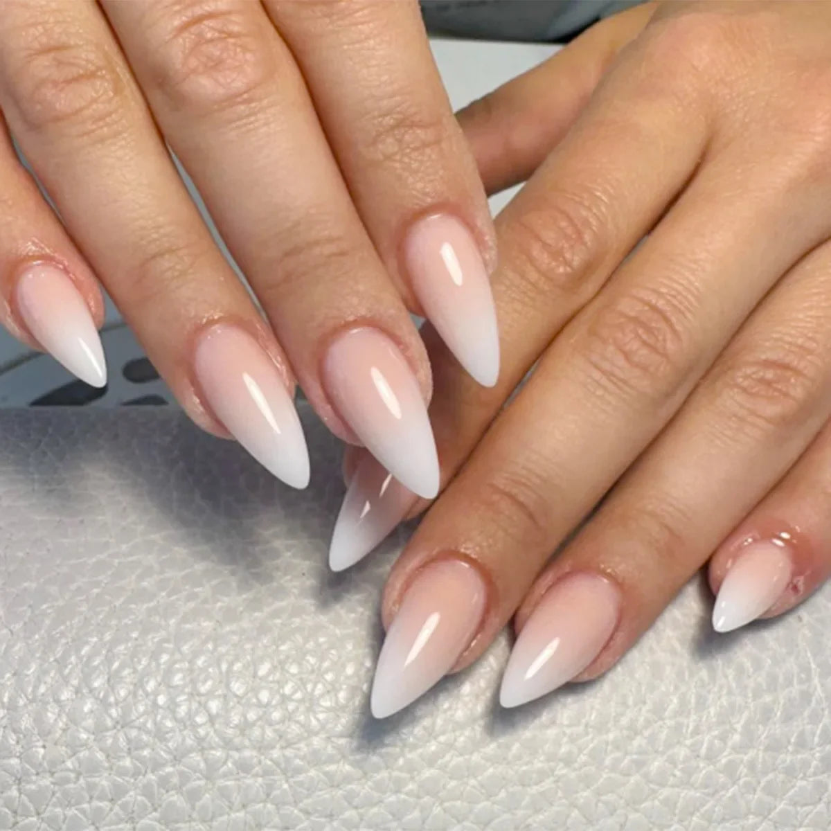 24Pcs Extra Long Stiletto False Nails Pointy French Fake Nails Glitter Detachable Almond Press on Nails Full Cover Nail Tips - - DYAVOR®