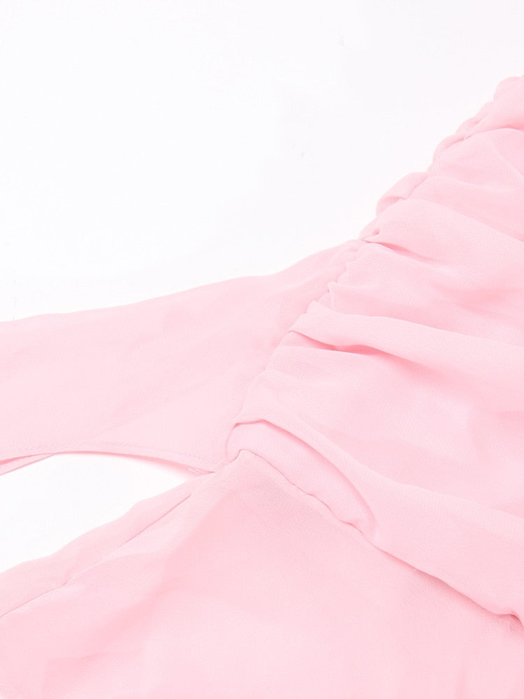 Mini Bodycon with Ruffles and a Flower - - DYAVOR®
