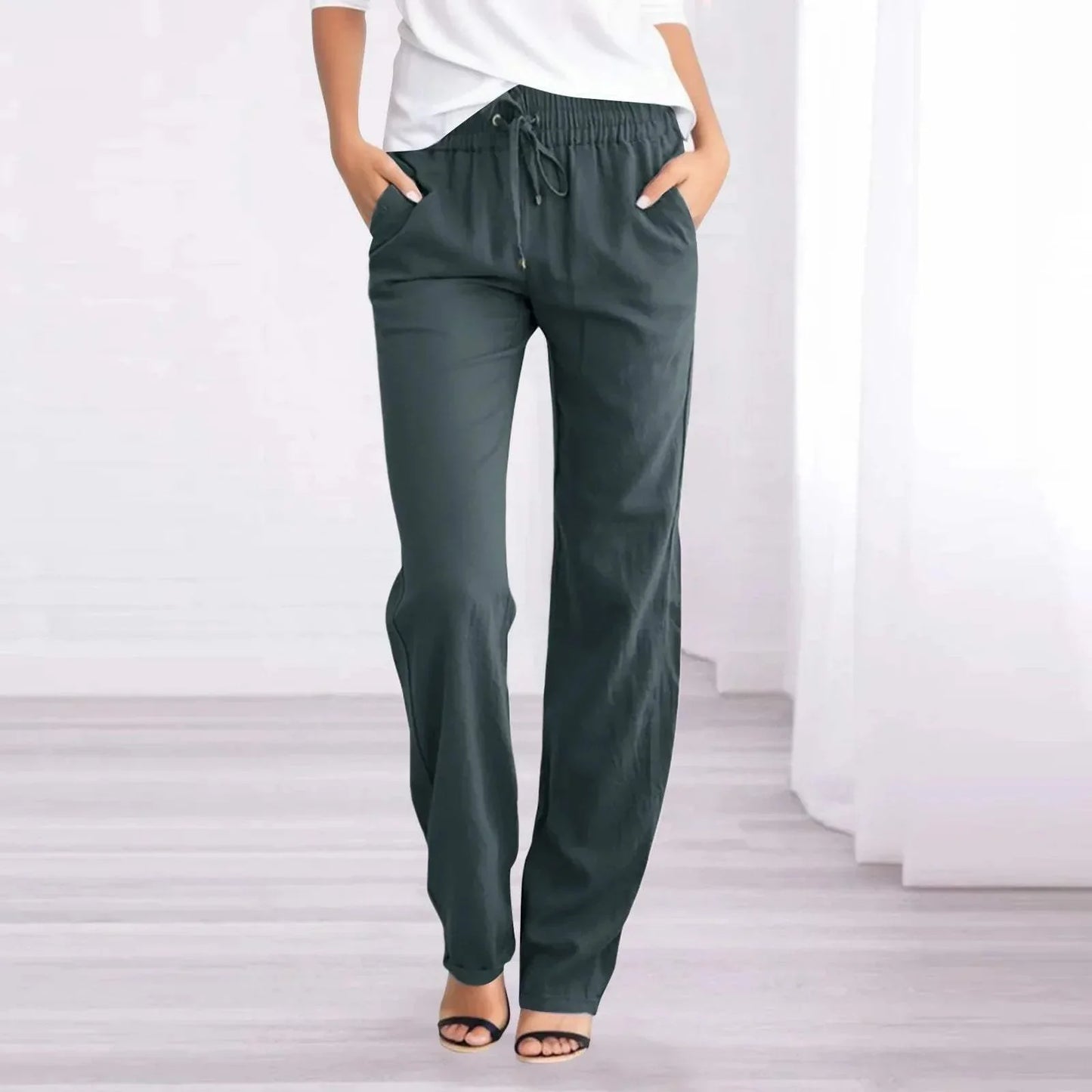 Women's Linen Pants - Relaxed - Breathable material, Elastic waistband - Perfect for a Relaxed Day - 05/112024 1 - DYAVOR®