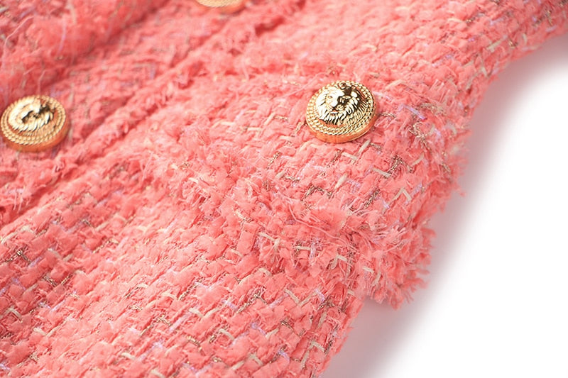 Tweed Double - breasted Short Dress -  - DYAVOR®