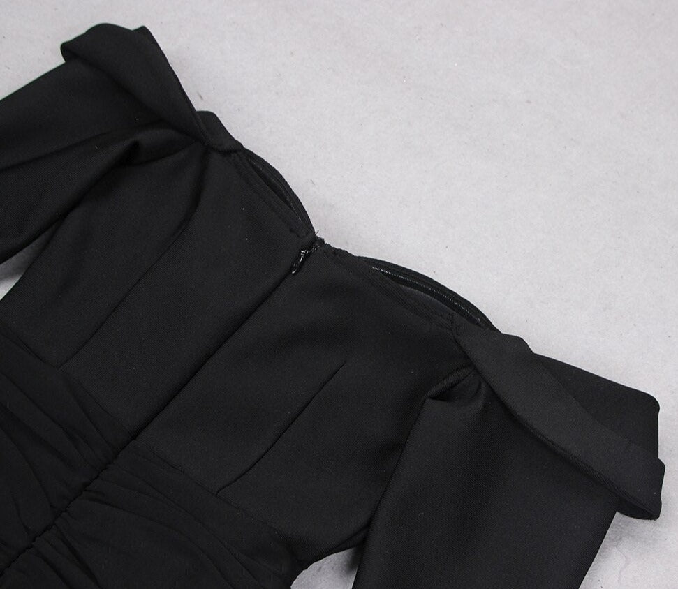 Train Side Black Mini Dress - - DYAVOR®