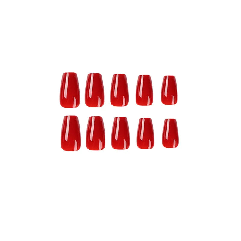 24pcs Nude Red Fake Nails Short Ballet Simple Press On Nail Tips Detachable Full Cover False Nail Art Finished Nails Decorations - - DYAVOR®