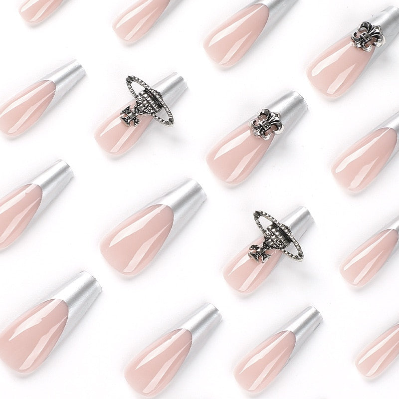 Silver Cross Press On Nails - - DYAVOR®