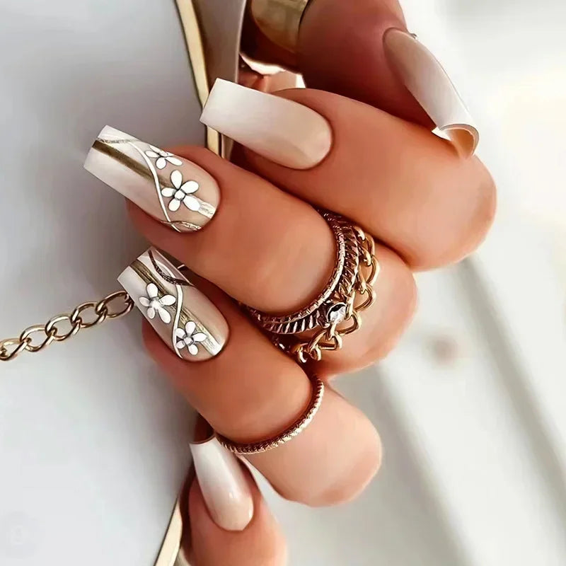 24pcs removeable false nails with glue Gradient Shinny brown coffin glitter Ballet press on nails long full cover fake nails tip - - DYAVOR®