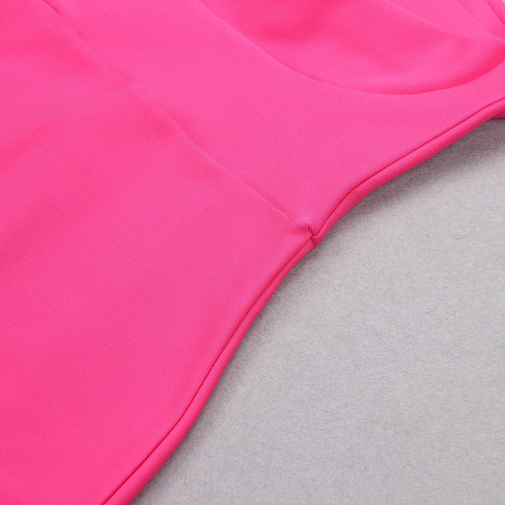 Pink Midi Dress with Open Shoulders - - DYAVOR®