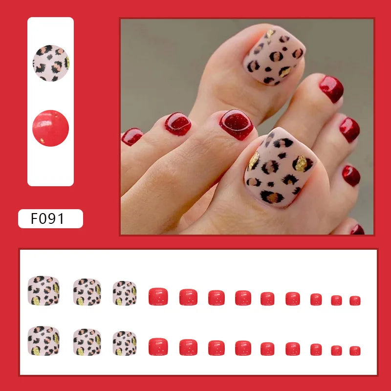 24pcs Wearable White-Edged French Manicure Toenails Full Cover Press On Fake Toenails DIY Artificial Acrylic False Toenails - - DYAVOR®
