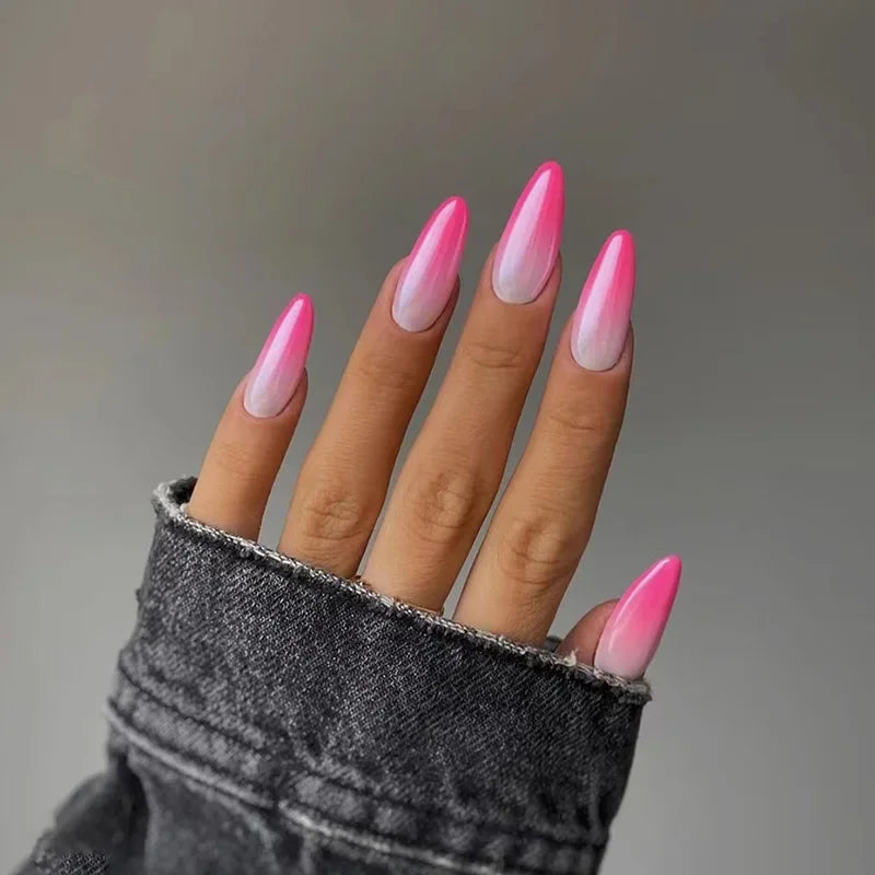 24pcs Small Almond Oval Decorated Cloud Milk Wearable Fake Nails Short Press On Nail Coffin Detachable French False Nails Tips - - DYAVOR®