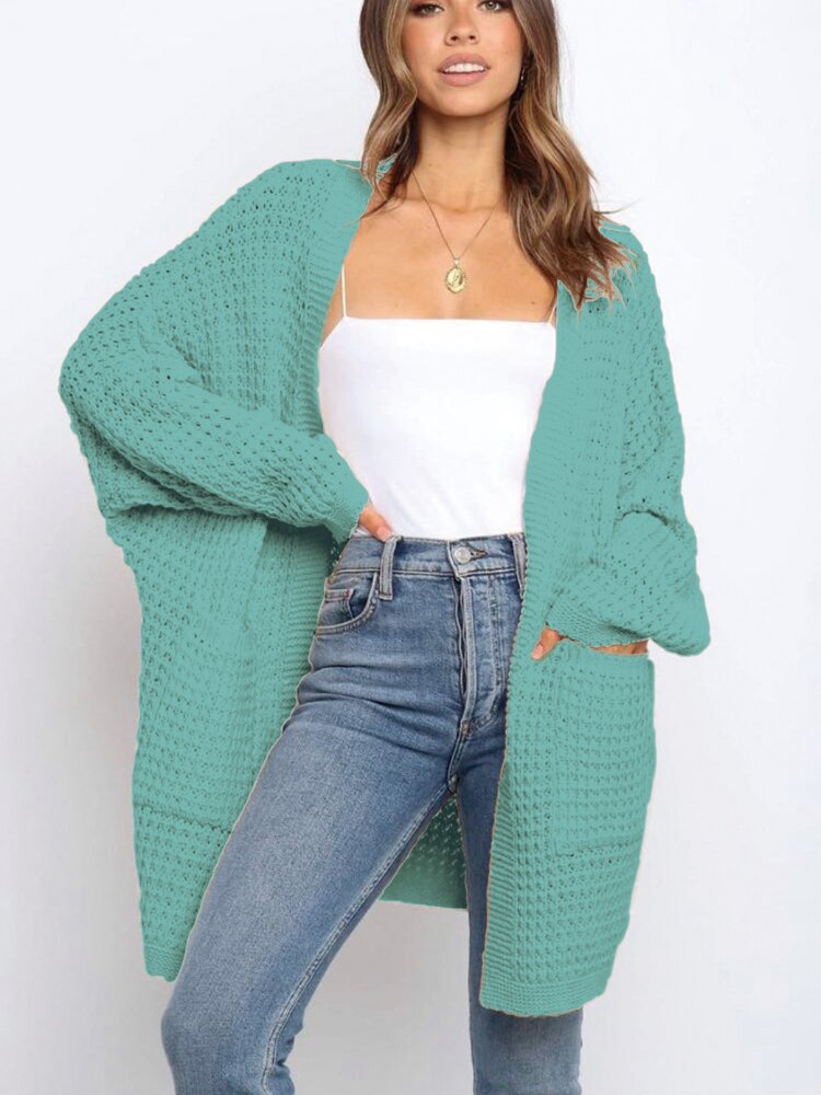 Women's Knitted Cardigan Top Autumn Winter Loose Sweater Coat Casual Street Women's Clothing Oversized Cardigan Black Sweater - - DYAVOR®