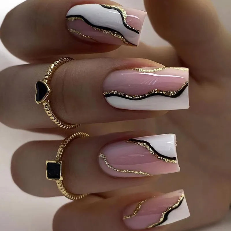 24pcs Colorful Almond Shaped Fake Nails Detachable Press On False Nails Tips French Full Cover False Nails French Manicure tools - - DYAVOR®