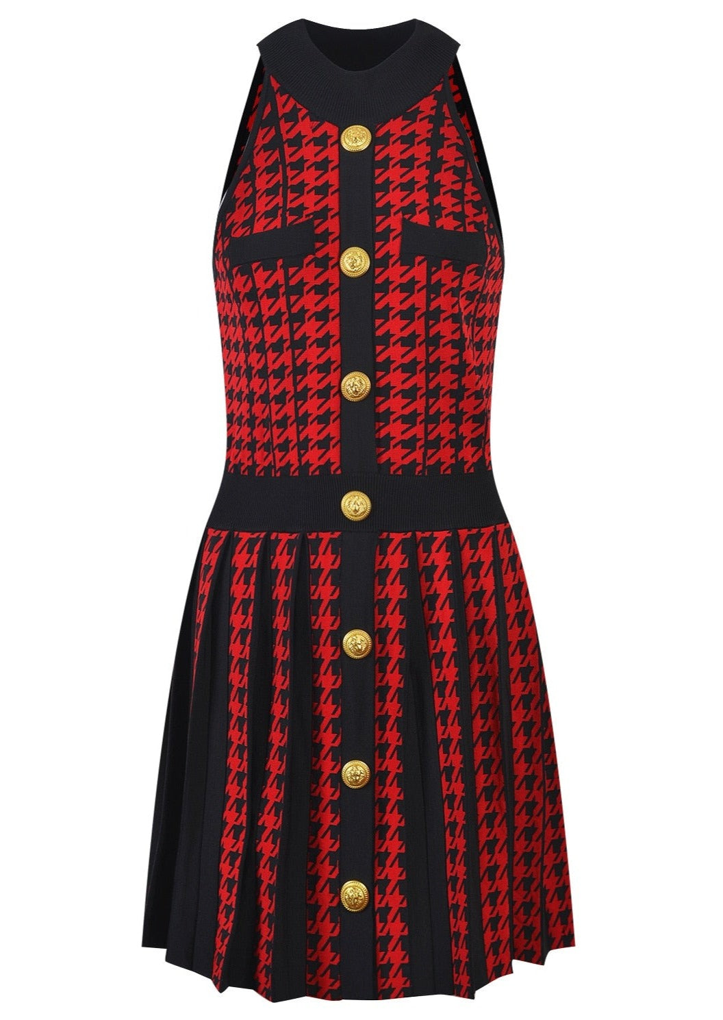 Houndstooth Pattern Knit Dress - - DYAVOR®