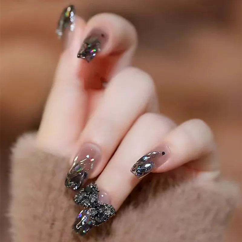 Autumn French False Nails with Butterfly Pearl Decor Bride Fake Nail Wearable Press on Nails Coffin Ballet Nail Tips for Girls - - DYAVOR®