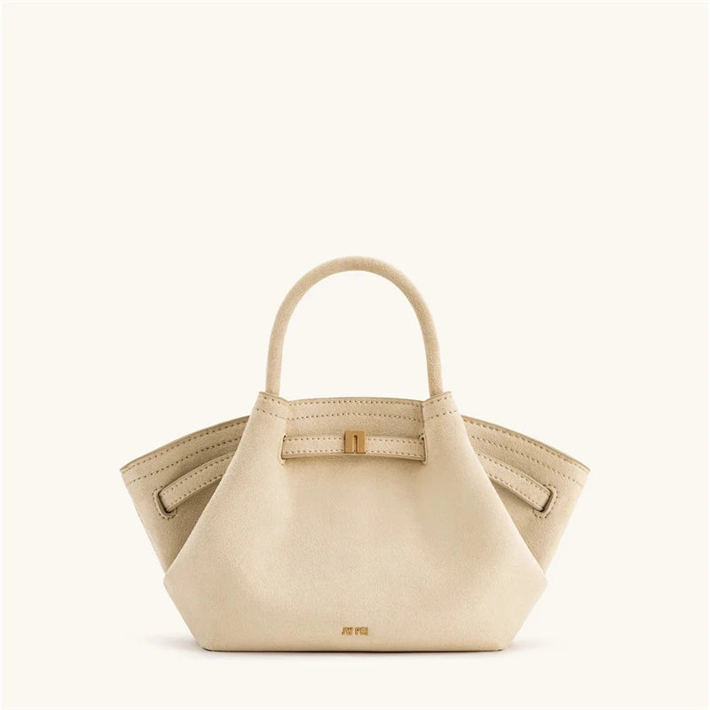 Canvas Brown Mini Crossbody Shoulder Bag – Vegan Leather Dumpling Tote Handbag