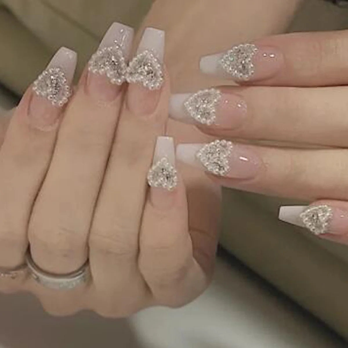 24Pcs/Set Almond Gradient Press On Nail Art Wearable Fake Nails Pointed Simple Ballet Coffin Reusable False Nails Tips Finished