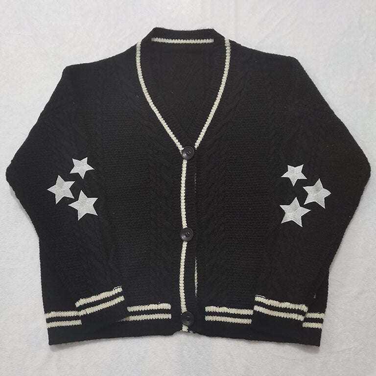 Luxury Cardigans Plaid Loose Button Puff Sleeve Knitted Cardigan Female Warm Y2K Tops Sweaters S-XL Long Cardigans Women 2023 - - DYAVOR®