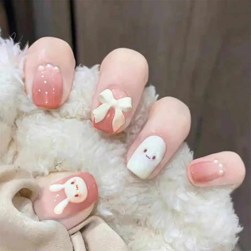 24Pcs/Set Almond Gradient Press On Nail Art Wearable Fake Nails Pointed Simple Ballet Coffin Reusable False Nails Tips Finished