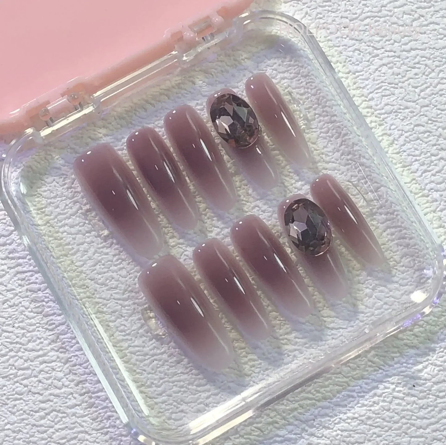 10pcs Purple Heart Handmade Fake Nails 3D Rhinestone Bow Design Ballet Nails Art Full Cover Waterproof Artificial Press on Nail - - DYAVOR®