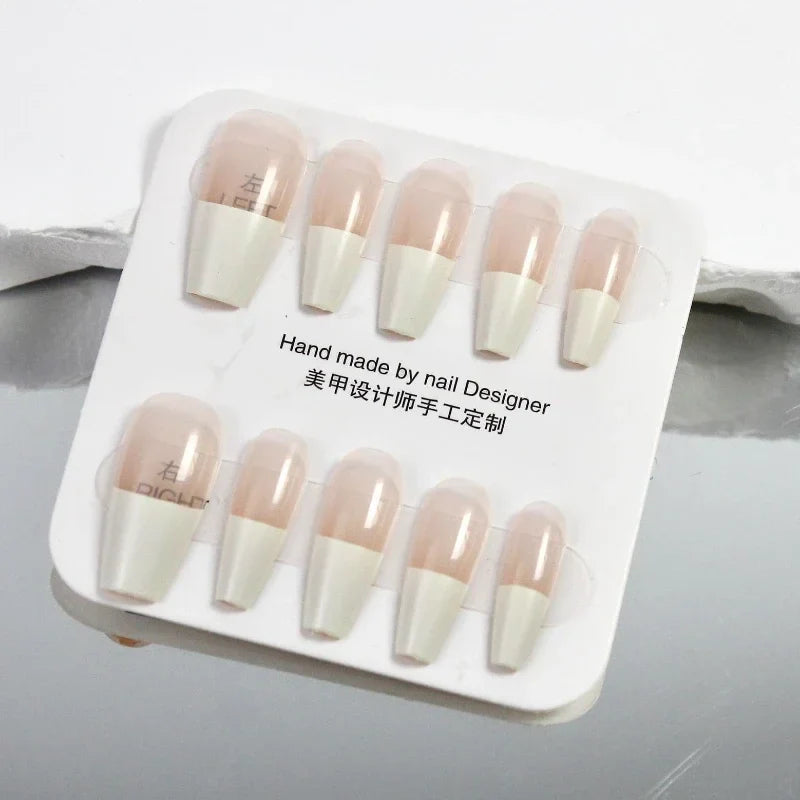 False Nails Set Short Press on False French Cat's Eye Style Nails Art Diamond Finished Fake Nails with Glue Stick-on - - DYAVOR®