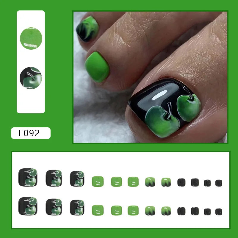 24pcs Wearable White-Edged French Manicure Toenails Full Cover Press On Fake Toenails DIY Artificial Acrylic False Toenails