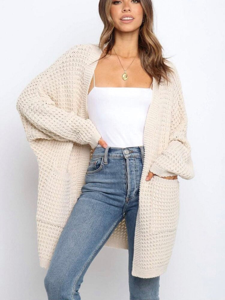 Women's Knitted Cardigan Top Autumn Winter Loose Sweater Coat Casual Street Women's Clothing Oversized Cardigan Black Sweater - - DYAVOR®