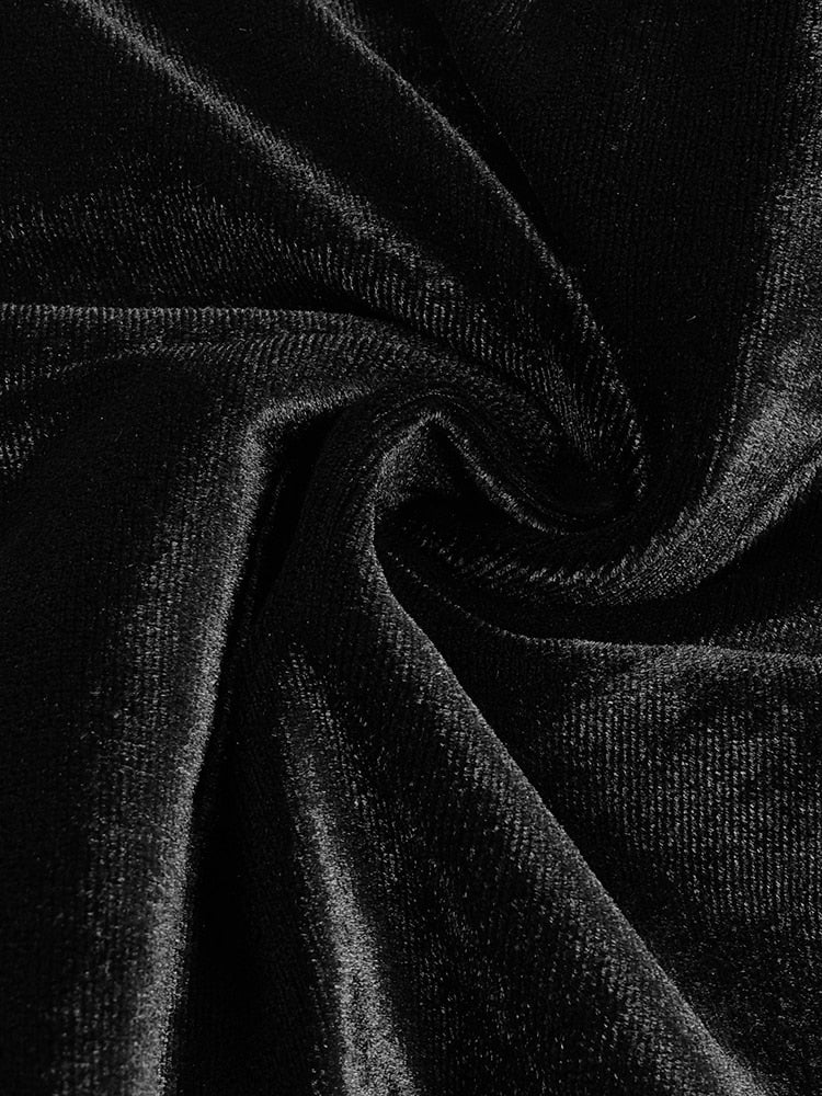 Black Velvet Mini Dress with Glove Sleeves - - DYAVOR®