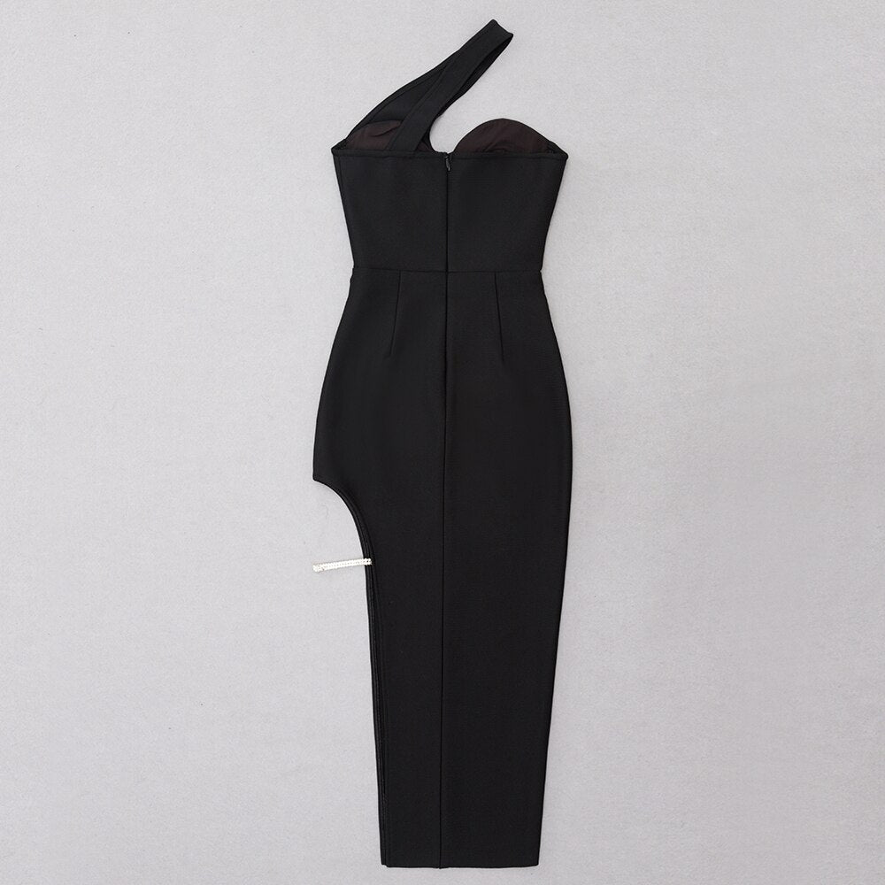 Black Asymmetric Dress - - DYAVOR®