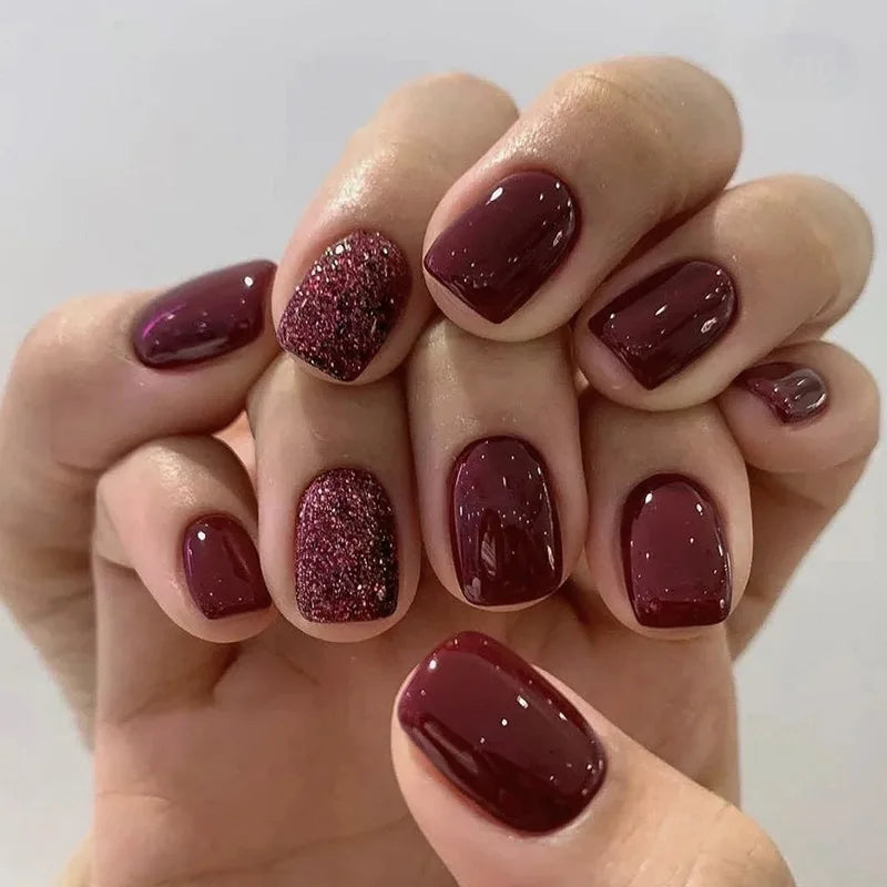 24pcs removeable false nails with glue Gradient Shinny brown coffin glitter Ballet press on nails long full cover fake nails tip - - DYAVOR®
