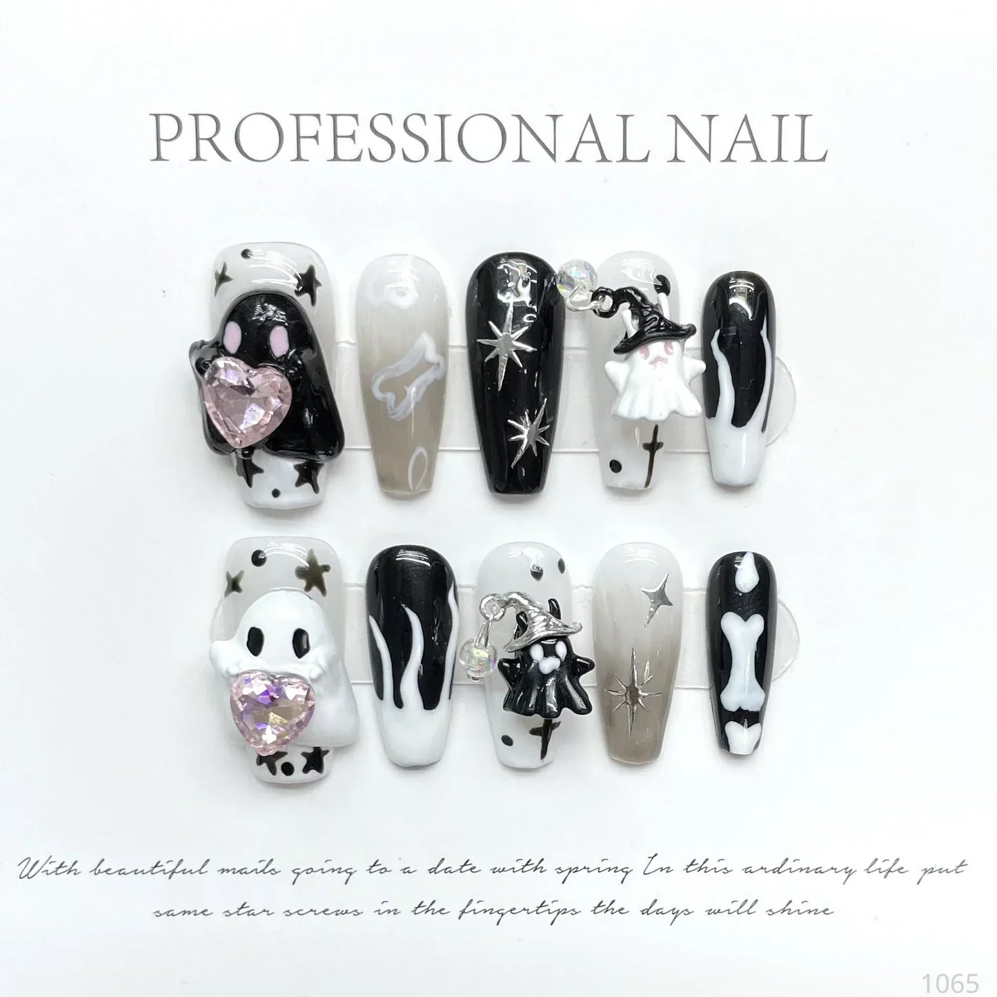 10Pcs Handmade Press On Nails with Eye Little Monster Design Wearable Manicure False Nails Decoration Full Cover Nail Tips Art - - DYAVOR®