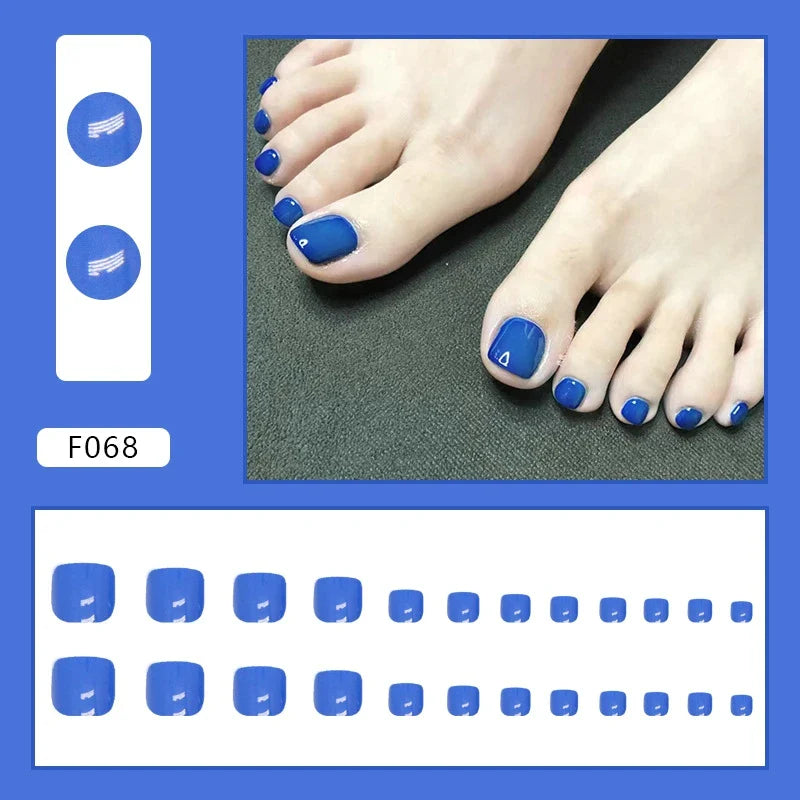 24pcs Wearable White-Edged French Manicure Toenails Full Cover Press On Fake Toenails DIY Artificial Acrylic False Toenails - - DYAVOR®
