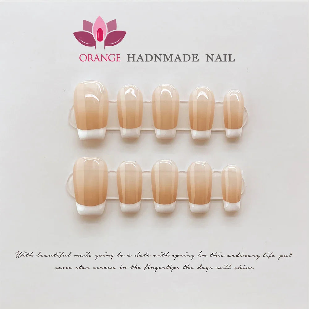 Handmade French Fake Acrylic Press On Nails With Designed Reusable Nails Full Cover Manicuree Wearable XS S M L Size Nails Art - - DYAVOR®