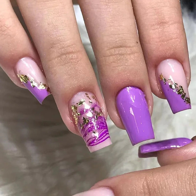 24pcs Colorful Almond Shaped Fake Nails Detachable Press On False Nails Tips French Full Cover False Nails French Manicure tools - - DYAVOR®