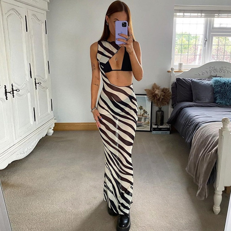 Maxi Dress with Zebra Pattern - - DYAVOR®
