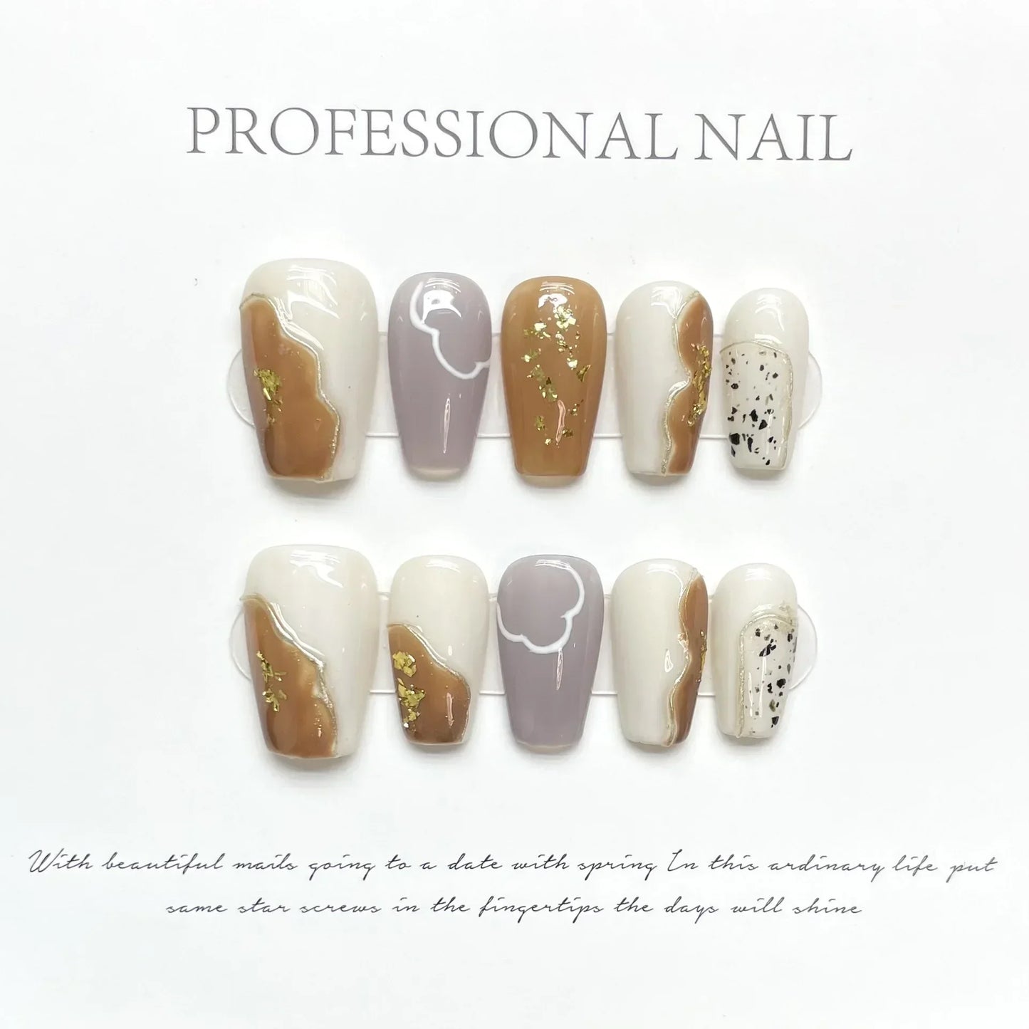 10Pcs Short Handmade Ballet Press on Nails Butterfly Rhinestones Heart Wearable False Nails Decoration Full Cover Nail Tips Art - - DYAVOR®