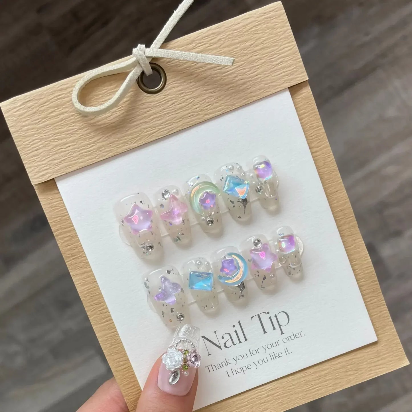10Pcs Blue Handmade Press On Nails Set Ballet Wearable Artificial False Nails Decoration Nail Art Manicure Fake Nails Tips Art - - DYAVOR®