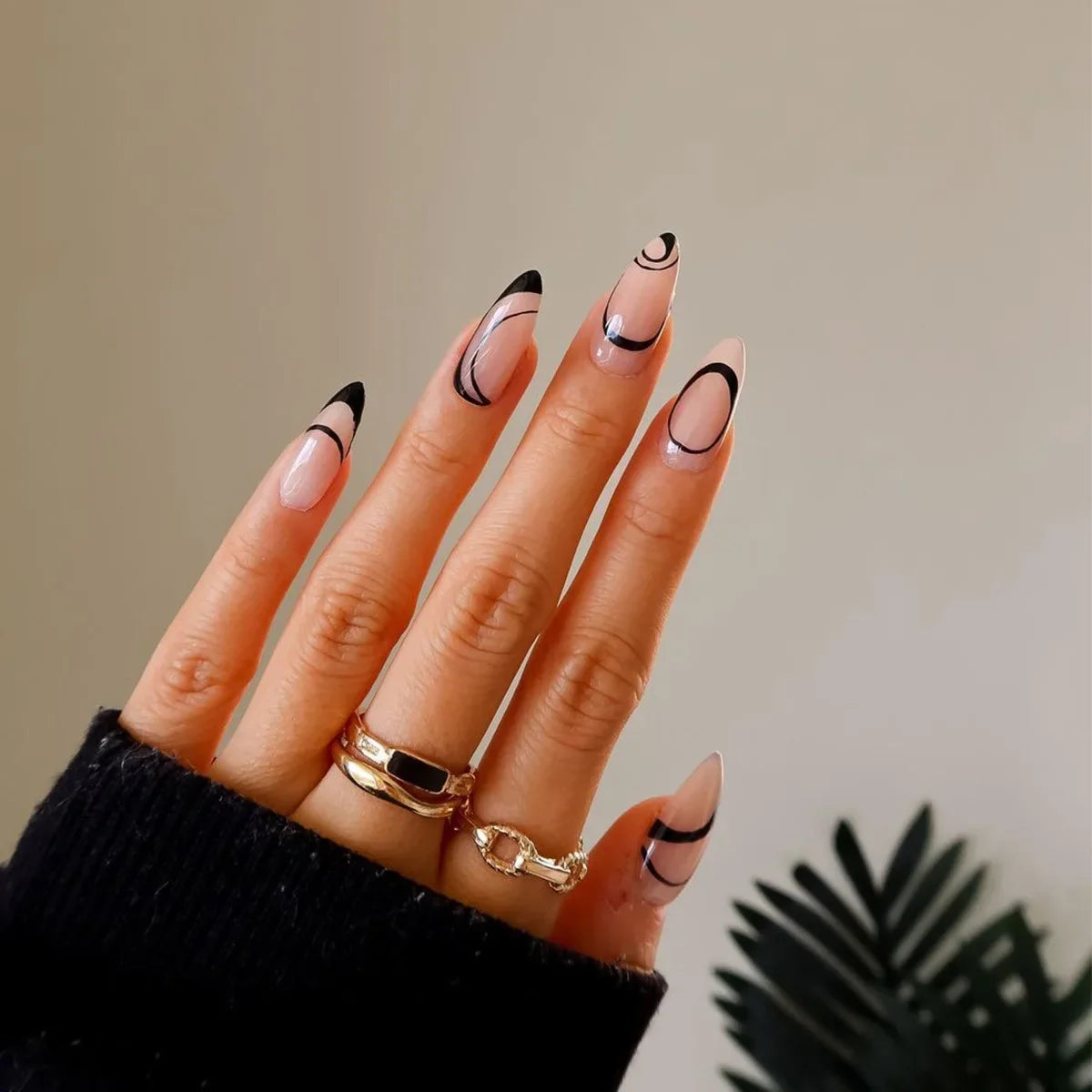 24Pcs/Set Almond Gradient Press On Nail Art Wearable Fake Nails Pointed Simple Ballet Coffin Reusable False Nails Tips Finished