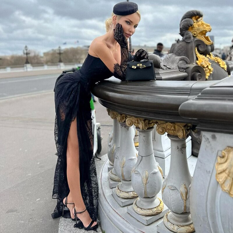 Lace Maxi Dress with Gloves - - DYAVOR®