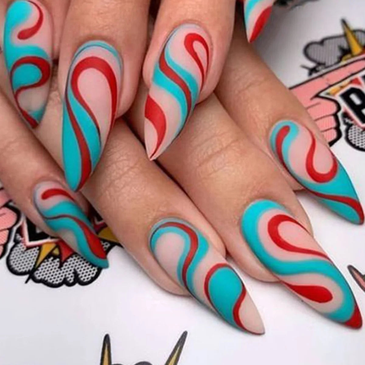 24Pcs Extra Long Stiletto False Nails Pointy French Fake Nails Glitter Detachable Almond Press on Nails Full Cover Nail Tips